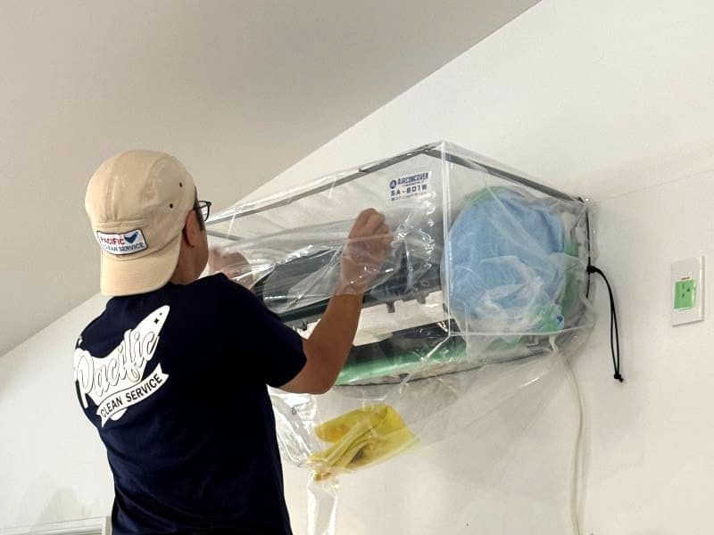 エアコン洗浄カバーSA-801Wを使用したエアコン洗浄